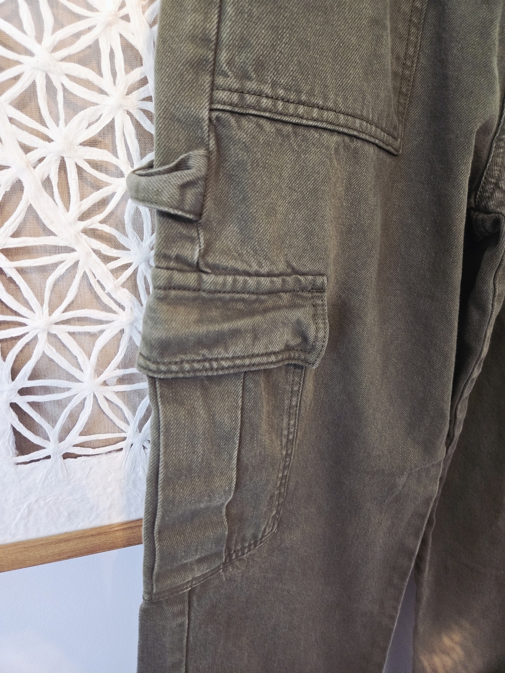 Cello Denim Wide-leg Cargo Pants High Rise Size 1 Olive - Picture 7 of 10